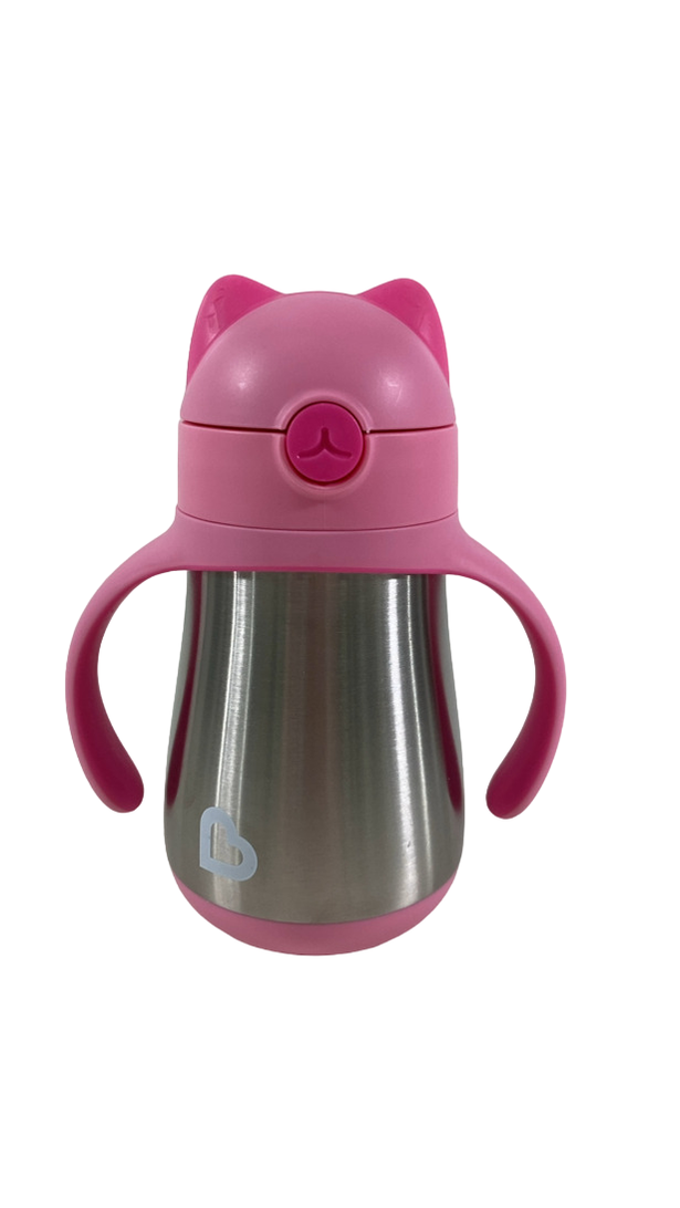 Munchkin Cool Cat Stainless Steel Straw Cup, Pink, 8 oz