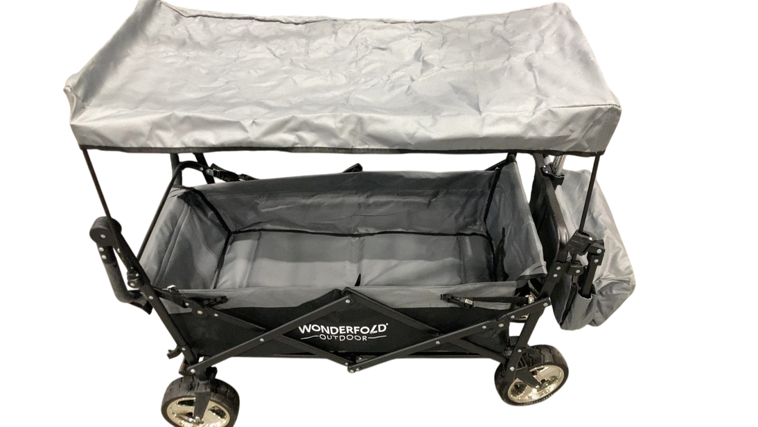 Shop Wonderfold S4 Push & Pull Premium Utility Folding Wagon with Canopy, Black, S Series at GoodBuy Gear