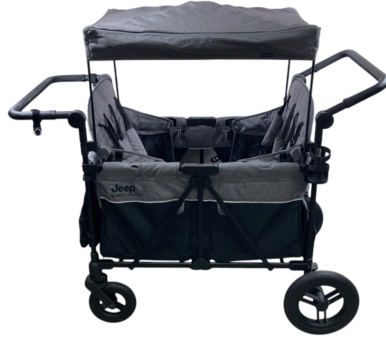 Shop Delta Children Jeep Deluxe Wrangler Wagon Stroller with Cooler Bag and Parent Organizer, 4 Seater, Grey at GoodBuy Gear