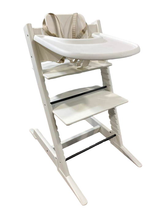 used Stokke Tripp Trapp High Chair with Baby Set and Tray, White, White