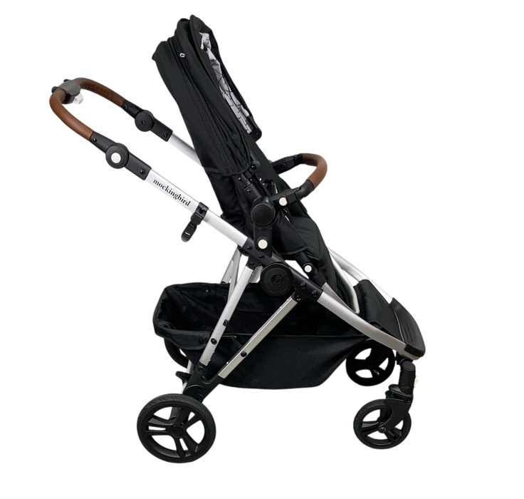 Shop Mockingbird Single to Double 2.0 Stroller, 2024, Black, Silver With Penny Leather, Windowpane at GoodBuy Gear