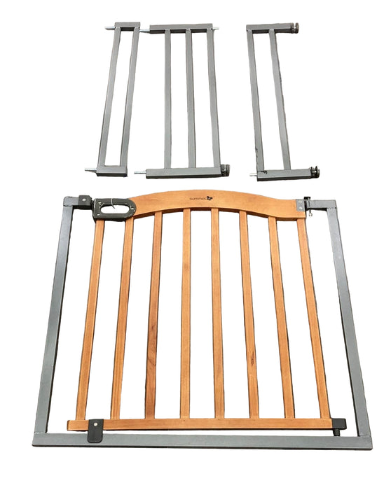 HomeSafe By Summer Infant Wood and Metal Pressure Mounted Gate, Charcoal Gray