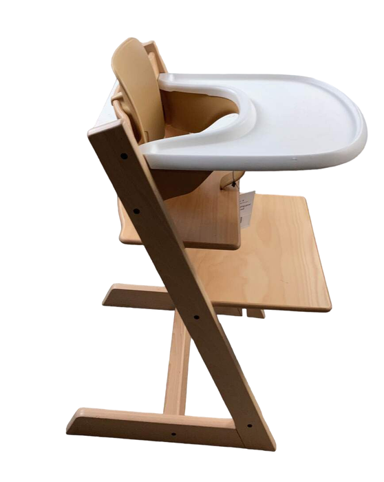 secondhand Stokke Tripp Trapp High Chair with Baby Set and Tray, Natural, White