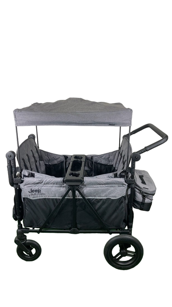 Delta Children Jeep Deluxe Wrangler Wagon Stroller with Cooler Bag and Parent Organizer, Grey, 4 Seater