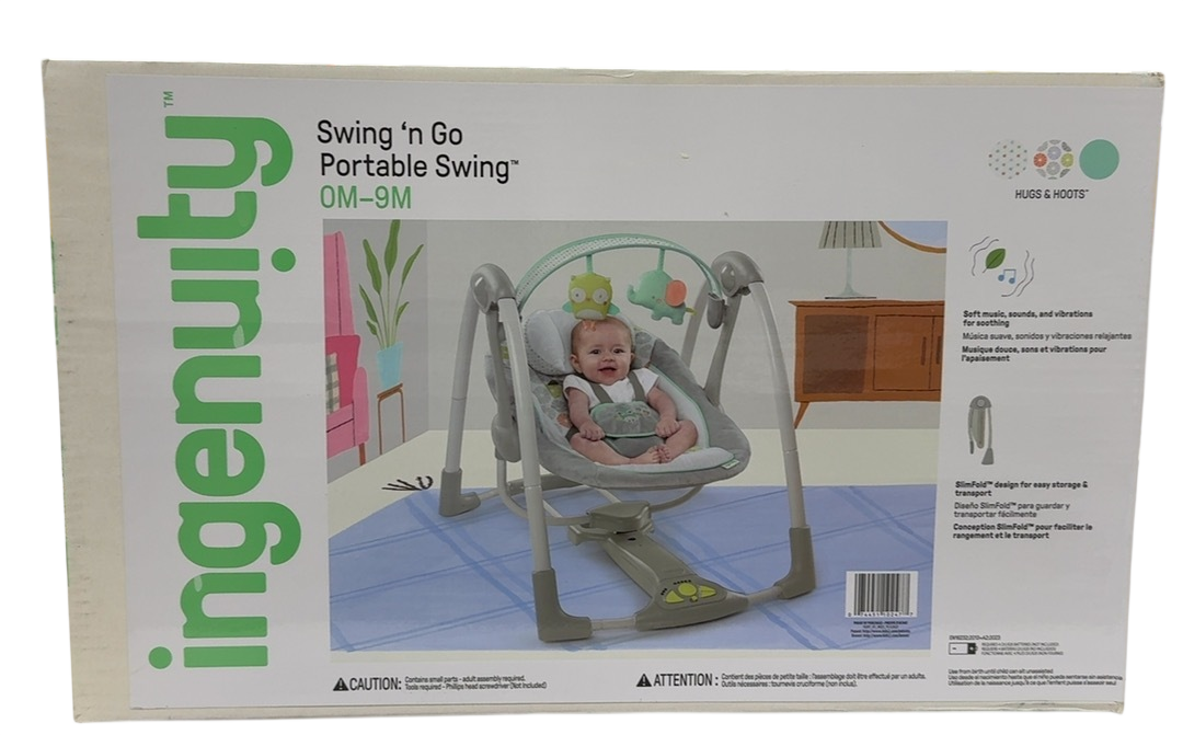Shop Ingenuity Every Season Swing 'n Go Portable Swing, Hugs & Hoots at GoodBuy Gear