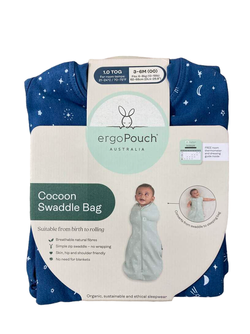 used ErgoPouch Cocoon Swaddle Bag, 1.0 TOG, 3-6M, Night Sky