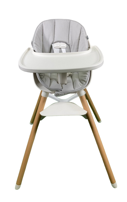 Lalo High Chair with Infant Kit, Coconut, Grey Multi, Natural Wood