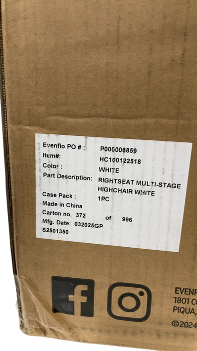 Shop Evenflo RightSeat Multistage High Chair, Sea Salt White at GoodBuy Gear