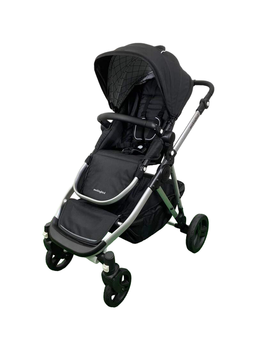 secondhand Mockingbird Single to Double 2.0 Stroller, 2024, Silver with Black Leather, Windowpane, Black