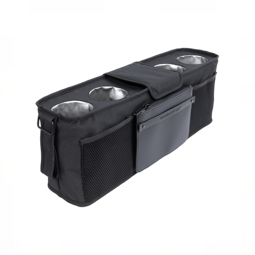 Shop Wonderfold Universal Parent Console Stroller Organizer with Insulated Cup Holders, Jet Black at GoodBuy Gear