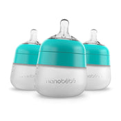 used Nanobébé Flexy Silicone Baby Bottles, 5oz, 3-Pack, Teal