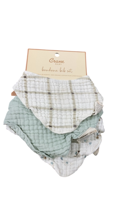 Shop Crane Baby Muslin 3 Piece Bib Set, Twig at GoodBuy Gear