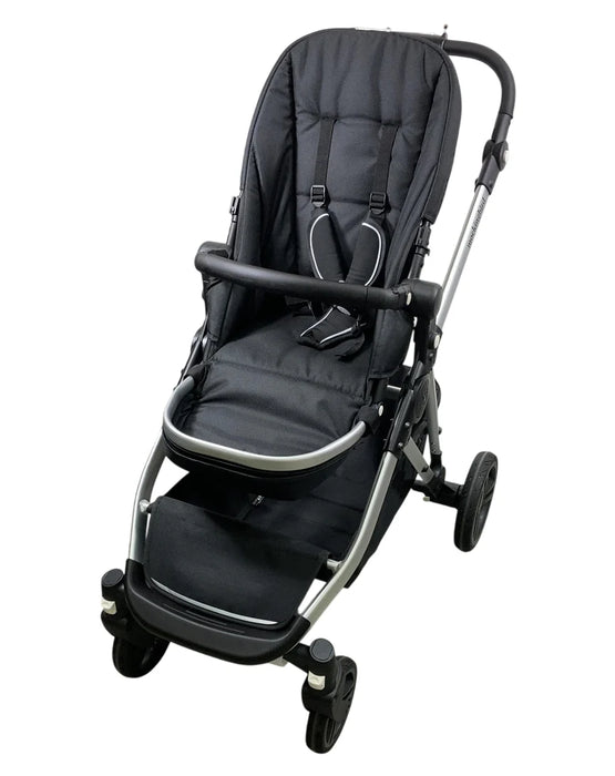 Mockingbird Single to Double 2.0 Stroller, 2025, No Canopy, No Canopy, Silver With Black Leather