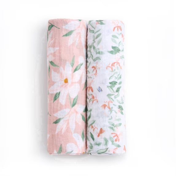 Aden + Anais Essentials Cotton Muslin Swaddle (2 Pack), Butterfly Garden
