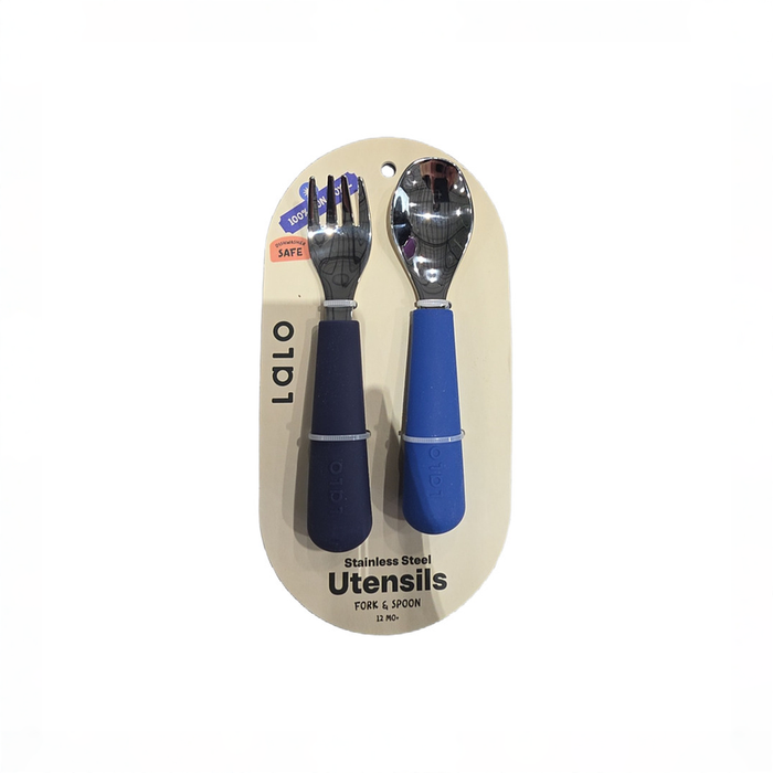 Shop DRAFT - Lalo Stainless Utensils Set, Blue Raspberry at GoodBuy Gear