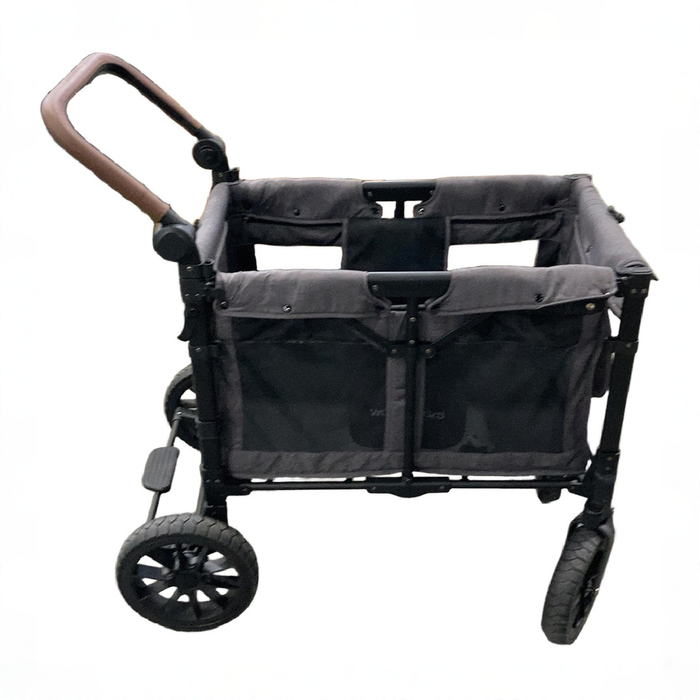 Shop Wonderfold W2 Luxe Multifunctional Double Stroller Wagon, 2024, Black Camo Fabric, Black Frame with Brown Handlebar at GoodBuy Gear