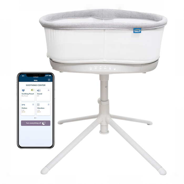 Shop Halo BassiNest Connected Swivel Sleeper 3.0, White/Grey at GoodBuy Gear