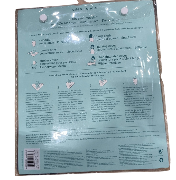 Shop Aden + Anais Cotton Muslin Swaddle, 4pk, Time to Dream at GoodBuy Gear