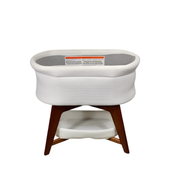 Shop TruBliss Evi Smart Bassinet with Smart Technology, White with Walnut Base at GoodBuy Gear