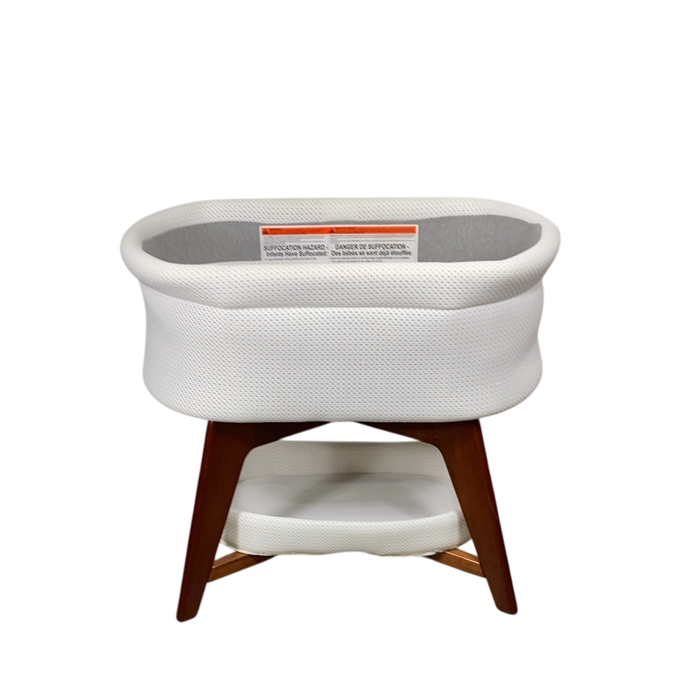 Shop TruBliss Evi Smart Bassinet with Smart Technology, White with Walnut Base at GoodBuy Gear