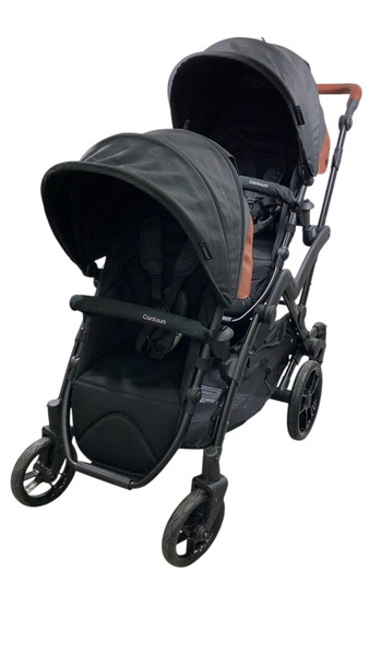 Contours Curve V2 Double Stroller, 2023, Black Herringbone