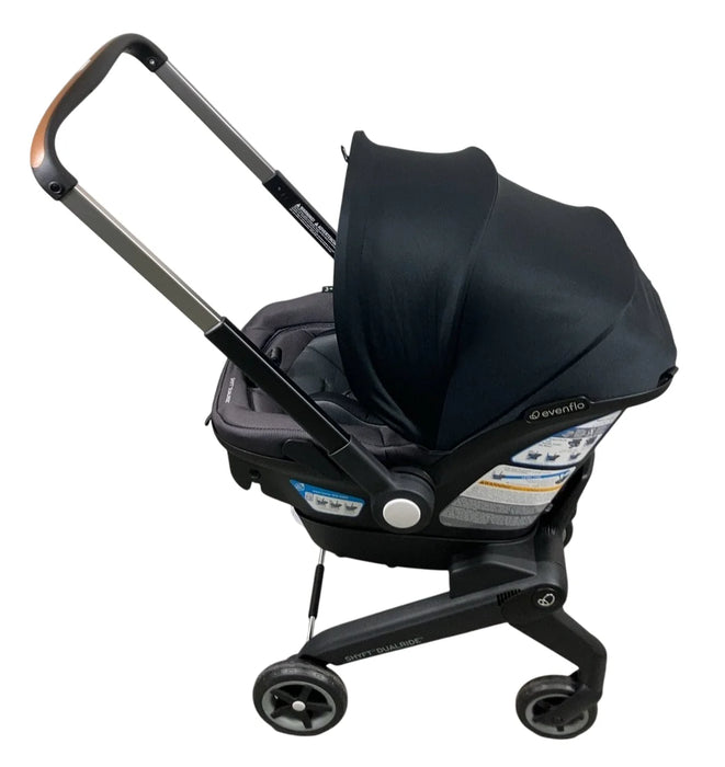 Evenflo Shyft Dual Ride Infant Car Seat Stroller Combo, Boone Gray, 2024, with Carryall Storage
