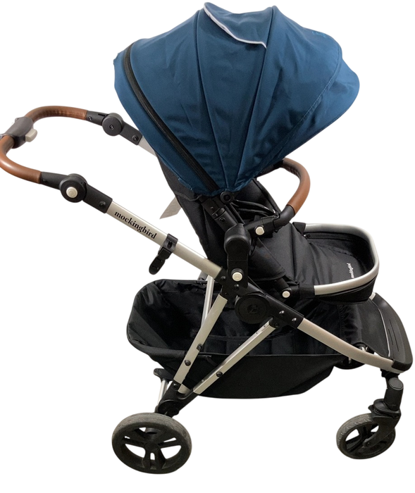 Shop Mockingbird Single to Double 2.0 Stroller, 2024, Sea, Silver With Penny Leather, Watercolor Drops at GoodBuy Gear