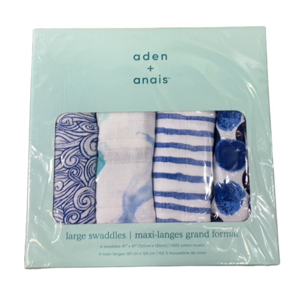 Shop Aden + Anais Cotton Muslin Swaddle, 4 Pack, Seafaring, Cotton Muslin, 47" x 47" at GoodBuy Gear
