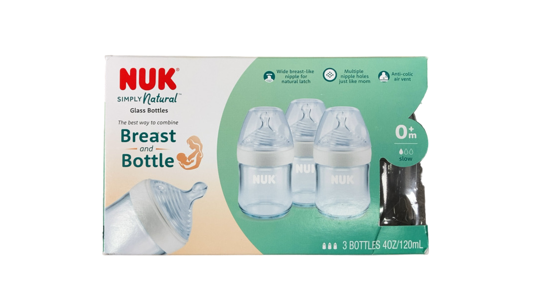 Shop NUK Simply Natural Glass Bottle, 3 Pack, 4oz at GoodBuy Gear