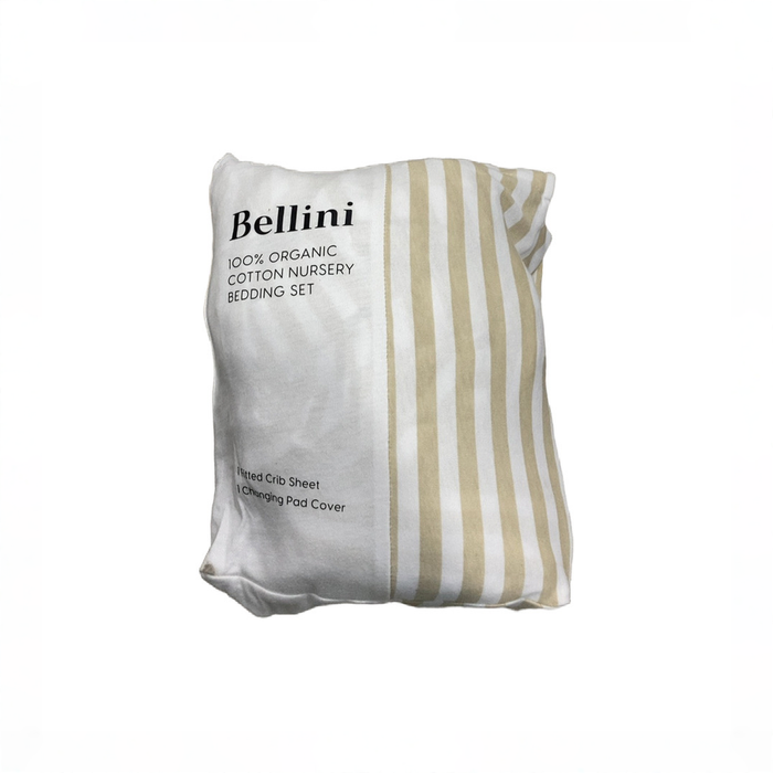 Shop DRAFT - Bellini Crib Sheet and Changing Pad Cover Set, Tan stripe at GoodBuy Gear
