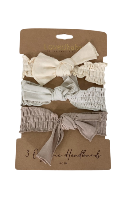 Shop L'ovedbaby Organic Smocked Headband 3-Pack, Staying Neutral at GoodBuy Gear