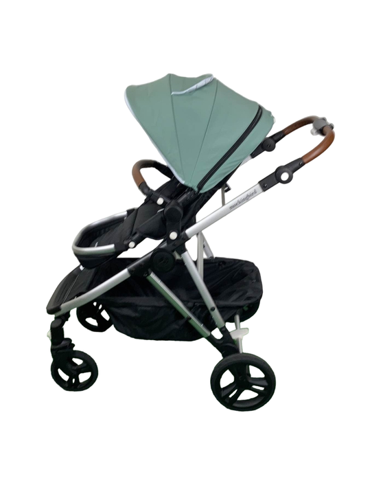 secondhand Mockingbird Single to Double Stroller, Silver with Penny Leather, Windowpane, Sage, 2023