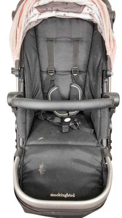 Shop Mockingbird Single 2.0 Stroller, 2024, Bloom, Silver With Black Leather, Watercolor Drops at GoodBuy Gear