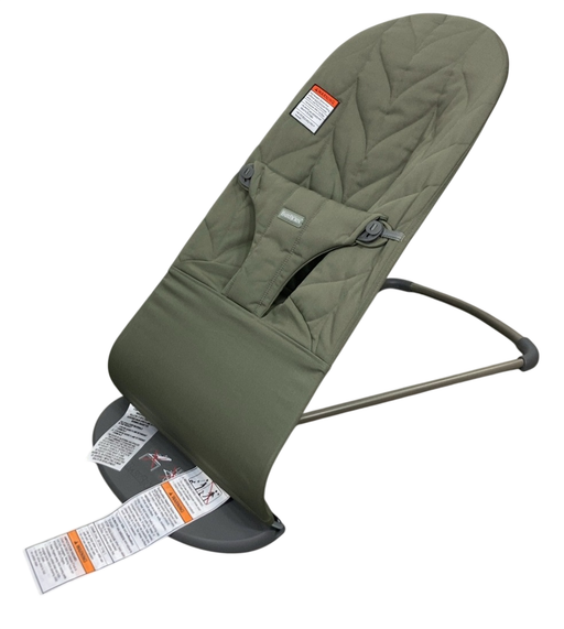 Shop BabyBjorn Bouncer Bliss, Dark Gray Frame, Dark Green Woven Petal Quilt at GoodBuy Gear