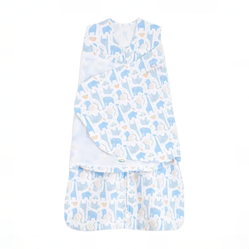 Shop Halo SleepSack Swaddle, Blue Safari Animals, Small at GoodBuy Gear