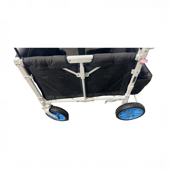Shop Wonderfold W4 Luxe Quad Stroller Wagon, Volcanic Black Fabric, White Frame with Black Handlebar, Year Unknown at GoodBuy Gear