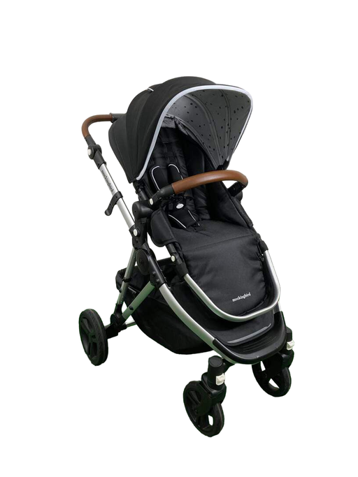 used Mockingbird Single Stroller, 2023, Black, Watercolor Drops, Silver With Penny Leather