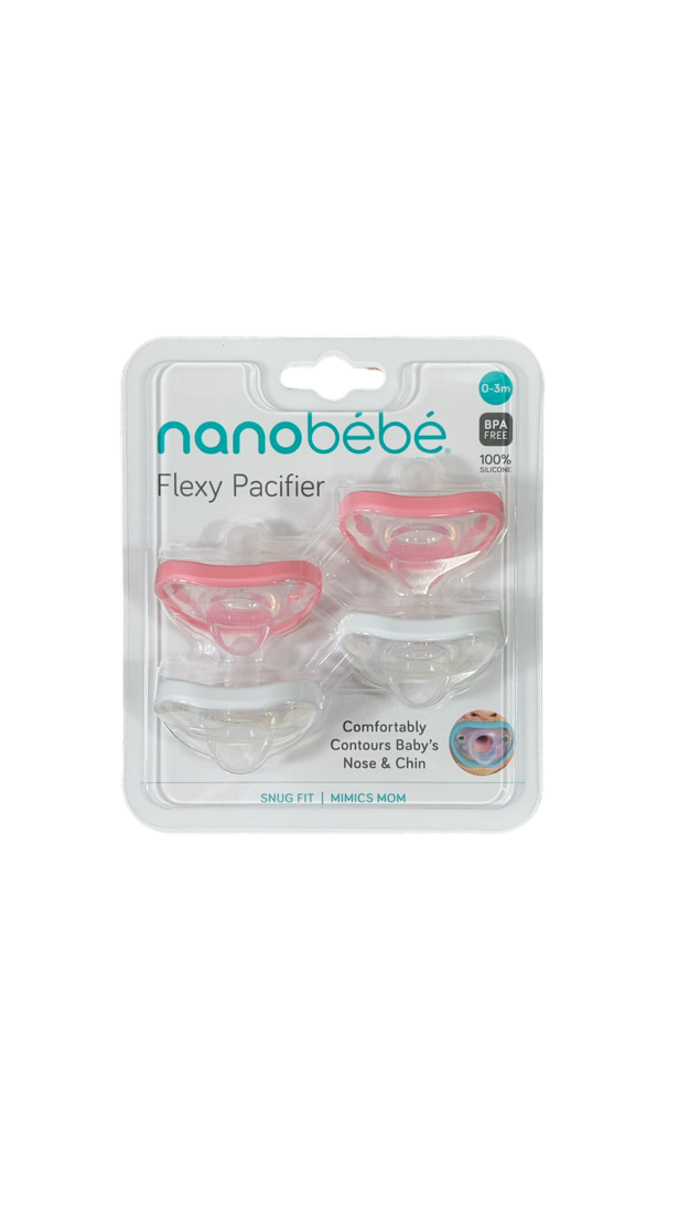 Nanobe Pacifiers Nanobébé Flexy Pacifier 4 Pack, Pink/White — GoodBuy Gear