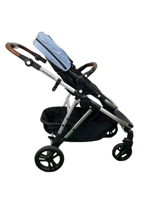 Shop Mockingbird Single to Double 2.0 Stroller, 2024, Silver With Penny Leather, Sky, Watercolor Drops at GoodBuy Gear