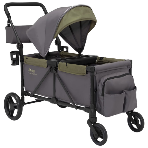 Shop Delta Children Jeep Sport All-Terrain Stroller Wagon, Grey with Olive Green at GoodBuy Gear