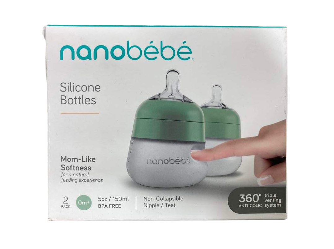 Nanob b Flexy Silicone Baby Bottles 5oz 2 Pack Sage GoodBuy Gear nanob-b-flexy-silicone-baby-bottles-5oz-2-pack-sage-goodbuy-gear
