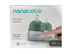 used Nanobébé Flexy Silicone Baby Bottles, 5oz, 2-Pack, Sage