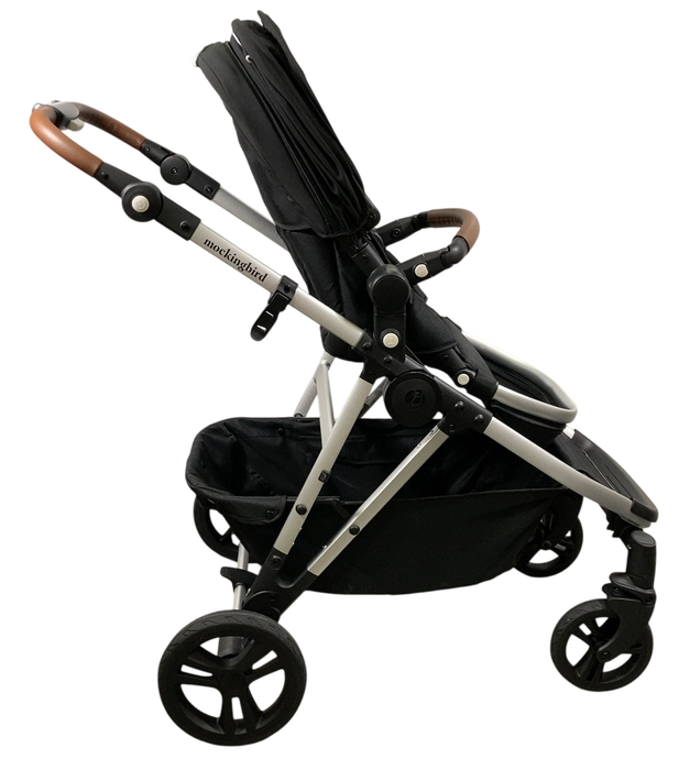 Shop Mockingbird Single to Double 2.0 Stroller, 2024, Black, Silver With Penny Leather, Windowpane at GoodBuy Gear