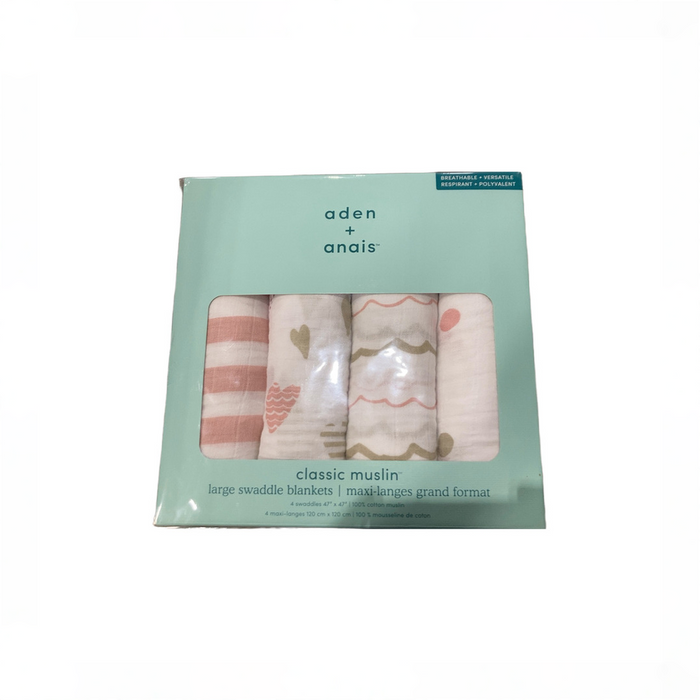 Shop Aden + Anais Cotton Muslin Swaddles Pack of 4, Heart Breaker at GoodBuy Gear