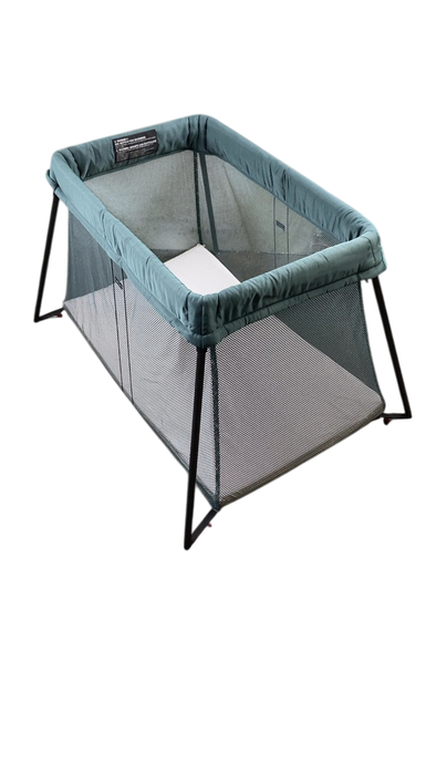 Shop BabyBjorn Travel Crib Light Bundle with Fitted Sheet, Dark Green at GoodBuy Gear