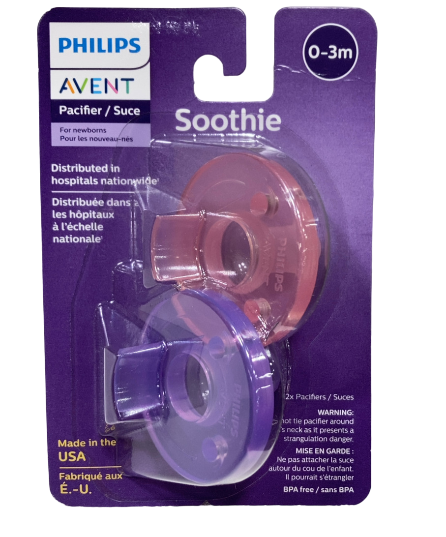Philips Avent Soothie Pacifiers, Pack, 0-3 Months, Pink/Purple