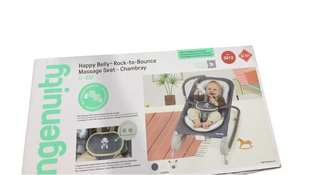 Shop Ingenuity Happy Belly Rock-to-Bounce Massage Seat, Chambray at GoodBuy Gear