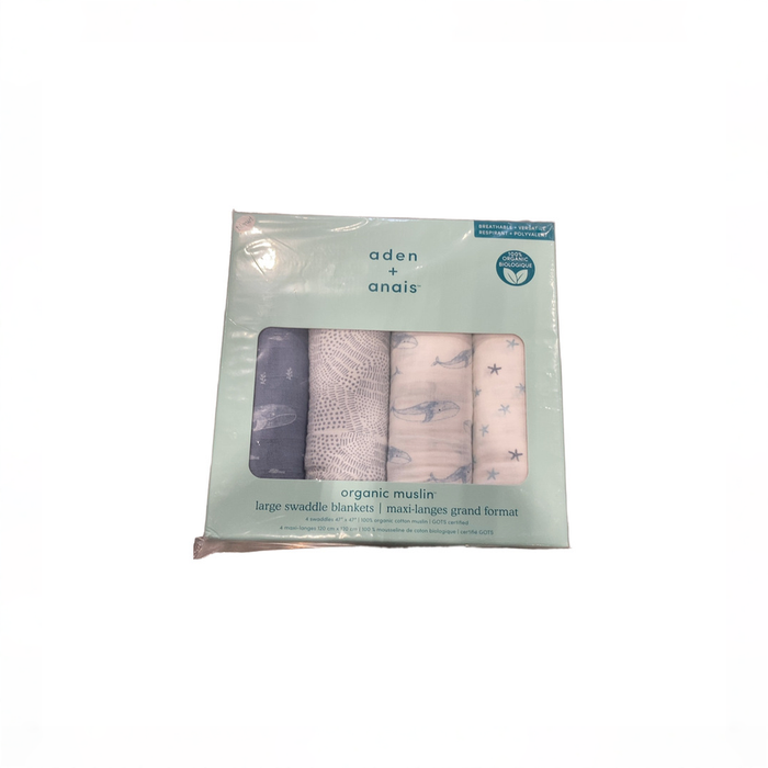 Shop Aden + Anais Cotton Muslin Swaddles Pack of 4, Blue Oceanic at GoodBuy Gear