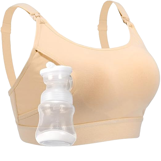 Momcozy Hands-Free Nursing And Pumping Bra, Small, Beige