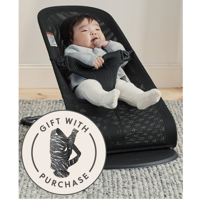 BabyBjorn Bouncer Bliss Mesh in Black + Baby Carrier Mini in Anthracite/Landscape